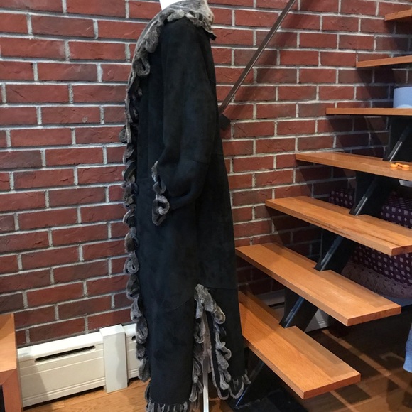 ❤️SOLD❤️Denimax Shearling Long Coat Loops Details Size L - Picture 5 of 16